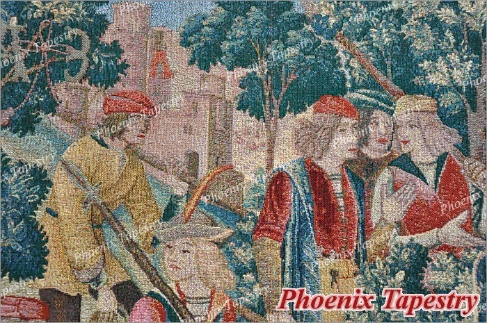 LARGE Hunt of the Unicorn Medieval Art Tapestry Wall Hanging Cotton 55"x54" - Image 4 of 4