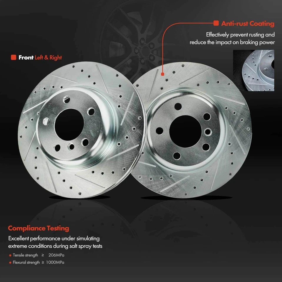 6 piezas de rotor de freno delantero perforado y pastilla de freno de cerámica para BMW F10 528i 528i xDrive Foto 4 de 4