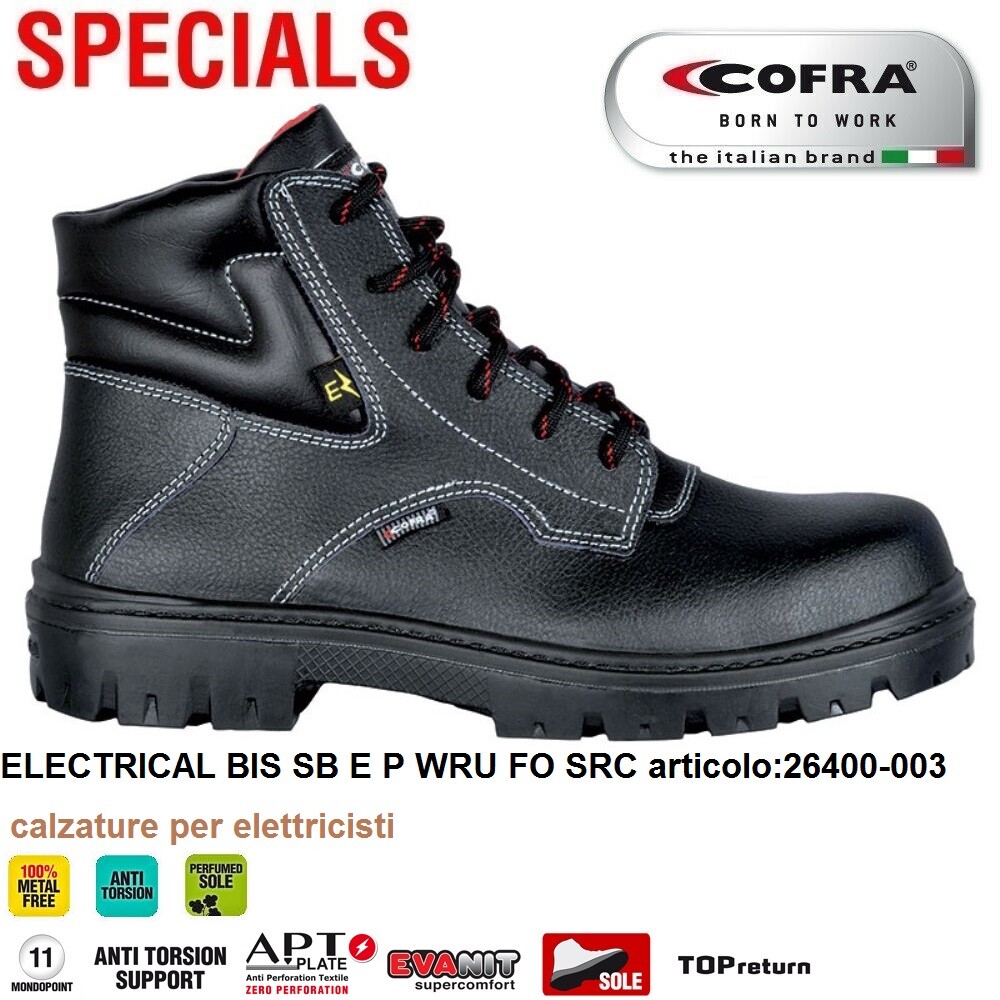 COFRA Leather Work Boots - US ROAD Treadless Asphalt Italia
