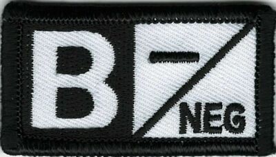 Black White Medical Alert Blood Type B- Negative Patch Fits For VELCRO  BRAND Lo