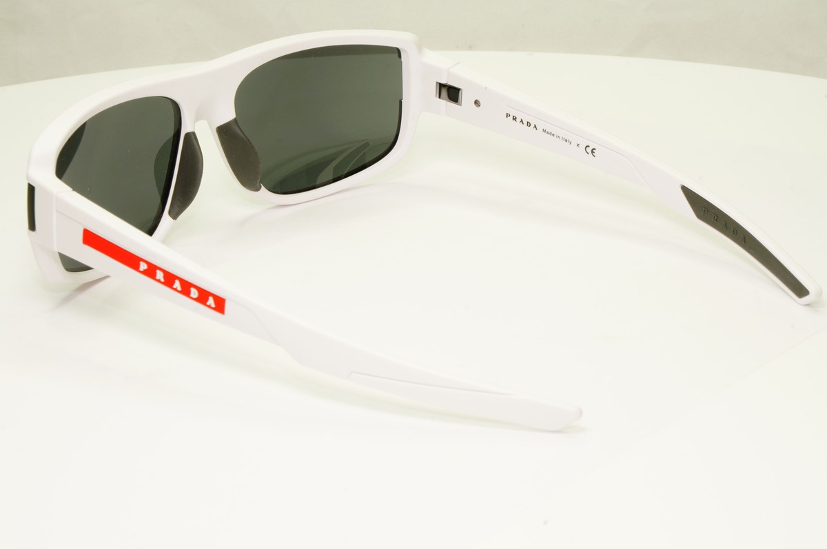 PRADA サングラス　SPS03Q-F プラダ Prada White Black Sunglasses Mens Rectangle Red Stripe SPS