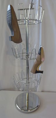 Chrome Revolving 3-Tier 18 pr Shoe Tree Rack Organizer Stand | eBay