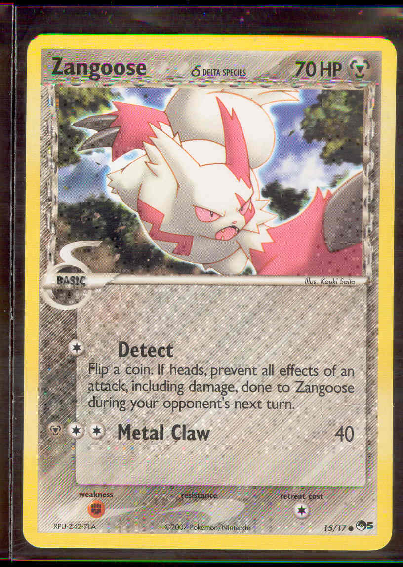 Pokemon ZANGOOSE 15/17 Promo Card POP Series 5 - NEAR MINT/MINT