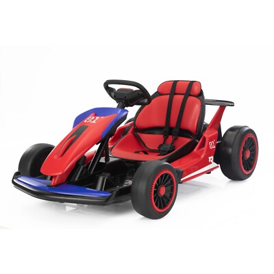 24V Kids Electric Drift Go-Kart w/ 2-Speed Modes for 6-12 Yrs Racing