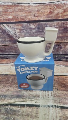 Novelty 12 OZ WHITE CERAMIC TOILET COFFEE / TEA MUG - Open Box 
