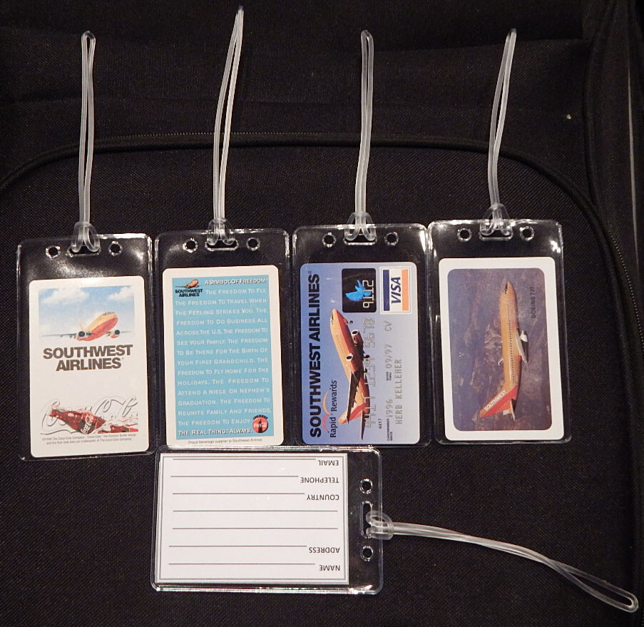 Luggage tag Southwest Airlines w/playing card choose from multiple