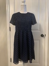 New Madewell Georgette Smock-Top Mini Dress in Polka Dot Sz Xxs AO284