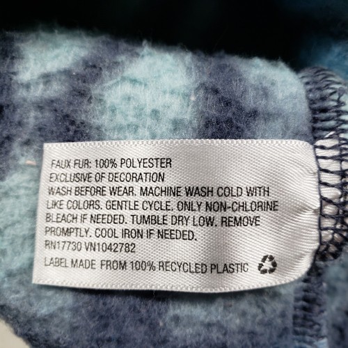 Cat &Jack Black Blue Triangle Plaid Fleece Hooded Sweatshirt Pullover Sz L 12-14 - Picture 8 of 12