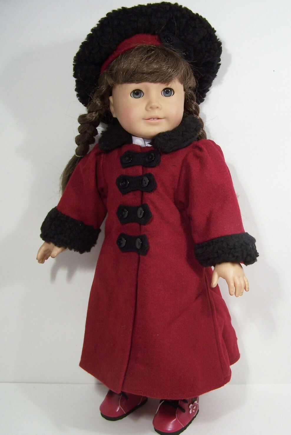 Burgundy Victorian Coat Hat Doll Clothes For 18" American Girl Rebecca (Debs)