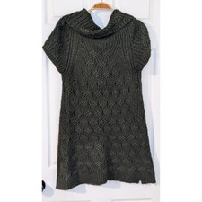 Worthington Sweater Dress Cowl Neck Short Sleeve Knit Olive Green XL NWOT