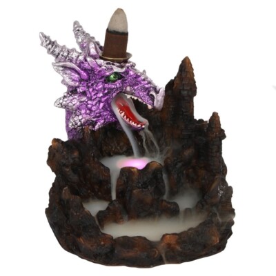 Something Different Purple Dragon Backflow Räuchergefäß mit Licht 13 cm