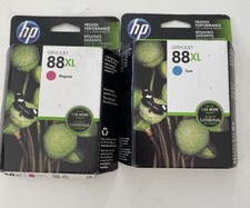 Lot of 2 HP 88XL Cyan Magenta Ink Cartridge New Sealed Manufacture Date 2016