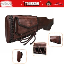 TOURBON Leather Slipon Recoil Pad Rifle Cheek Rest Riser Stock Cover Side Pouch