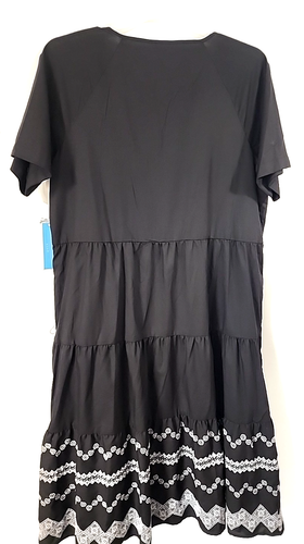 Draper James RSVP Womens Size-Lg Black Maxi Dress V-Neck Short Sleeve Embroidery - Picture 9 of 21