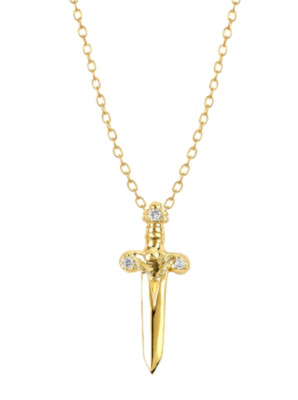 Logan Hallowell Hela Dolch 14k Gold Diamant Halskette Anhänger Thor Marvel