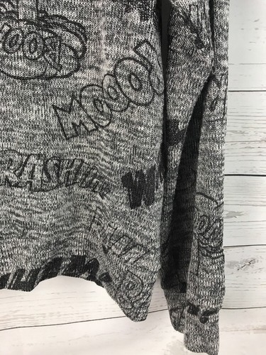 Jerry Leigh Sweater Juniors Large Gray Black Thin Knit Comic Book KaPow Boom Pop - Picture 7 of 12
