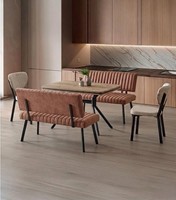 Esszimmer-Set Esstisch 2X Bank 2X Stuhl Braun Modern Komfortabel