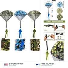 6pcs Army Camo Parachute Toys Hand Throwing Outdoor Game for Kids Adults