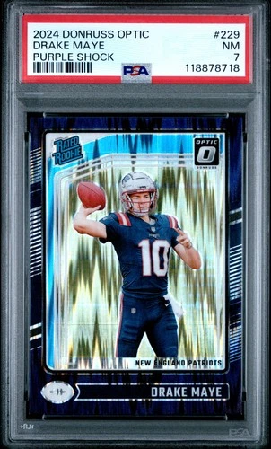 2024 PANINI DONRUSS OPTIC PURPLE SHOCK #229 DRAKE MAYE PSA 7