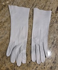 Vintage Womens Size M 7 Gray Leather 10.5" Long Formal Gloves Italy