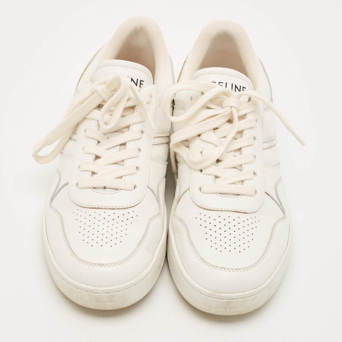 Celine Size 38 White Leather Trainer Low Top Sneakers | eBay
