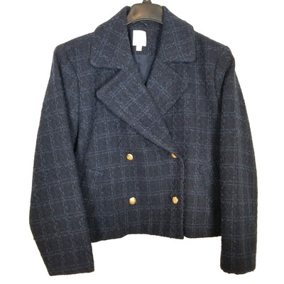 Lauren Conrad  Womens Jacket  Peacoat Sz XL Short Double Breasted Blue Plaid