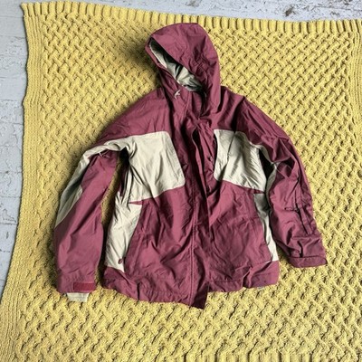 K2 Diem Series Red Tan Nylon Waterproof Snow Ski Snowboard Jacket Insulated Y2K