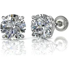 1 ct. Sparkling Lab Created Diamon Stud Screw Back Earrings - 14k White Gold