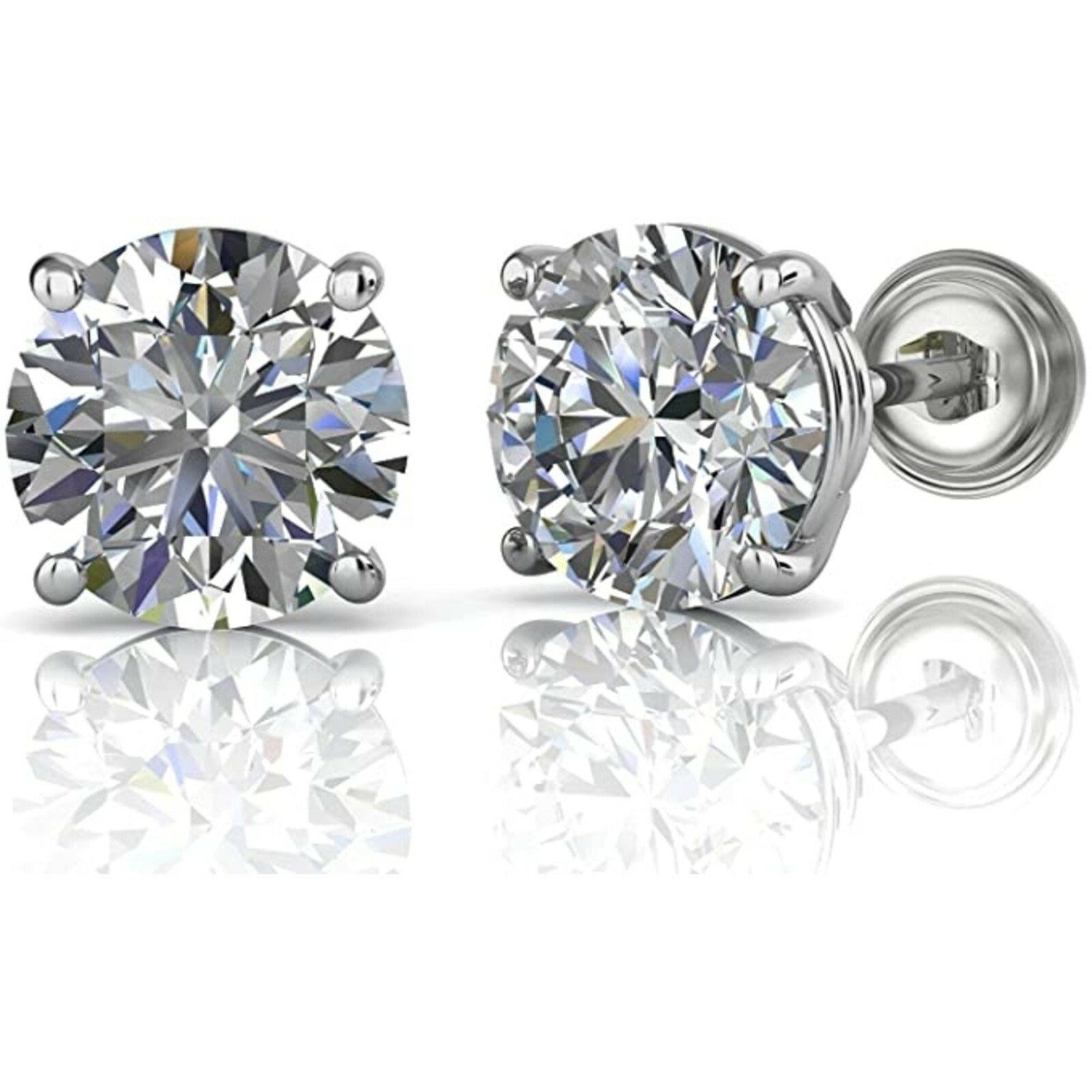 1 ct. Sparkling Lab Created Diamon Stud Screw Back Earrings - 14k White Gold