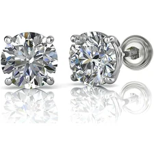 1 ct. Sparkling Lab Created Diamon Stud Screw Back Earrings - 14k White Gold