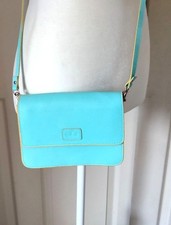 Turquoise Crossbody Bag Pebbled Faux Leather With Adjustable Strap 7 x 5 x 1.5"