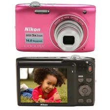 Nikon COOLPIX S3100 Digital Camera 14.0MP 5x Optical Zoom SDCard Battery Charger