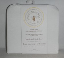 Burts Bees Baby 100 Organic Cotton Bassinet Fitted Sheet 15x33 Jersey White