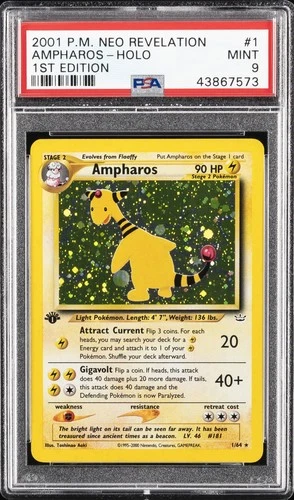 2001 POKEMON NEO REVELATION 1ST EDITION #1 AMPHAROS-HOLO PSA 9