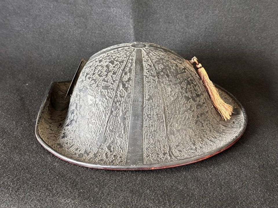 Antique Japanese JINGASA Samurai Helmet Hat Lacquer Crest Edo Period 35 ...