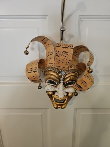 Vintage*Handmade* Sheet Music*Hanging Wall Mask*Jester WIth Bells* - Picture 16 of 24