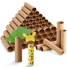 50-Pack 2 Sizes Brown Cardboard Paper Towel Tubes for Crafts DIY Art Projects