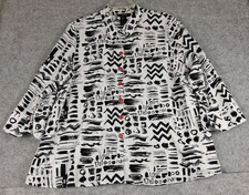 Ali Miles Button Up Tunic Blouse Women 1X  3/4 Sleeve Pockets Zipper Mature