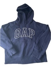 Gap Kids Unisex SZ M Classic Comfy Sweatshirt Hoodie Navy Blue White Lettering