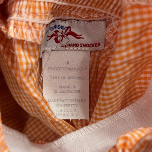 Silly Goose Hand Smocked Bubble Romper Size 6 Girls Fish Sea Orange Gingham NOS - Picture 8 of 8