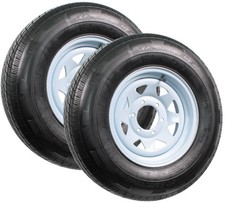 2-Pack Radial Trailer Tire Rim ST225/75R15 225/75R15 LRD 6 Lug White Spoke Wheel