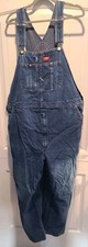 Dickies Denim Overalls Mens 46x30 Blue Cotton Bib Workwear Work Pants Vtg