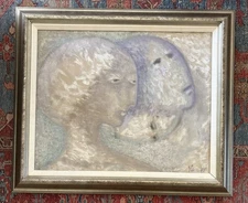 Original Bella Brisel (1929-1982) Oil Painting Abstract Surrealism Israeli