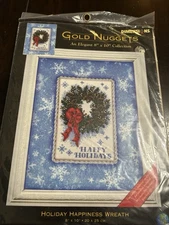 Dimensions Gold Nuggets Holiday Happiness Wreath Counted Cross Stitch Kit #8719