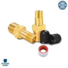 Pack of 2 Brass NPT Tank Valves with Caps for Air Compressors