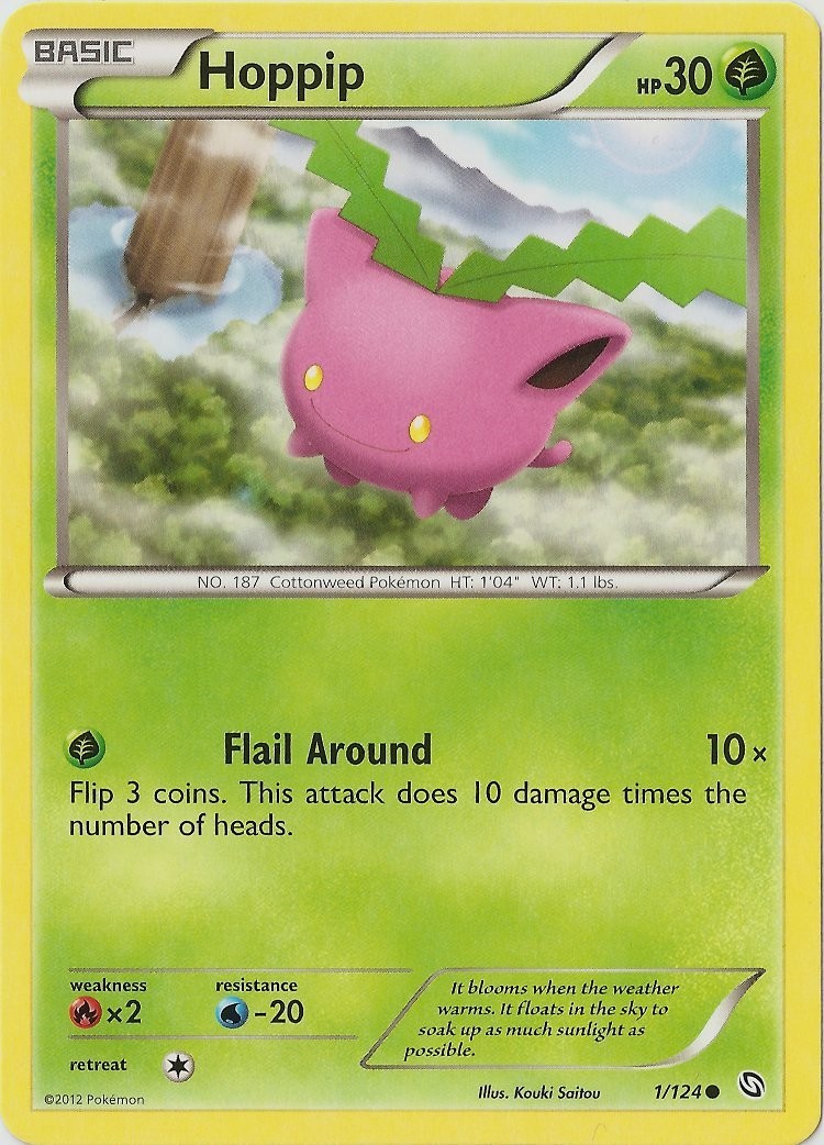 Hoppip - 1/124 - Common NM, English Pokemon Dragons Exalted