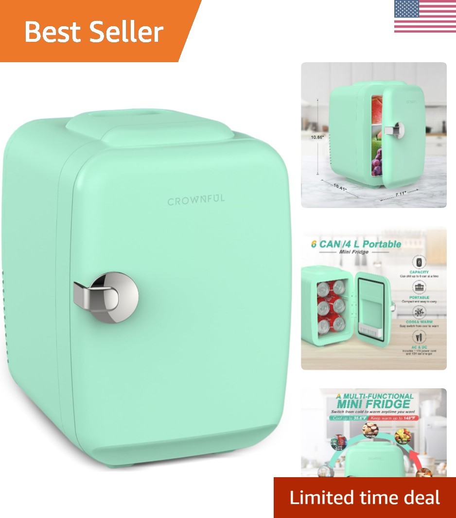 Mini Fridge, 4 Liter/6 Can Portable Cooler and Warmer Person