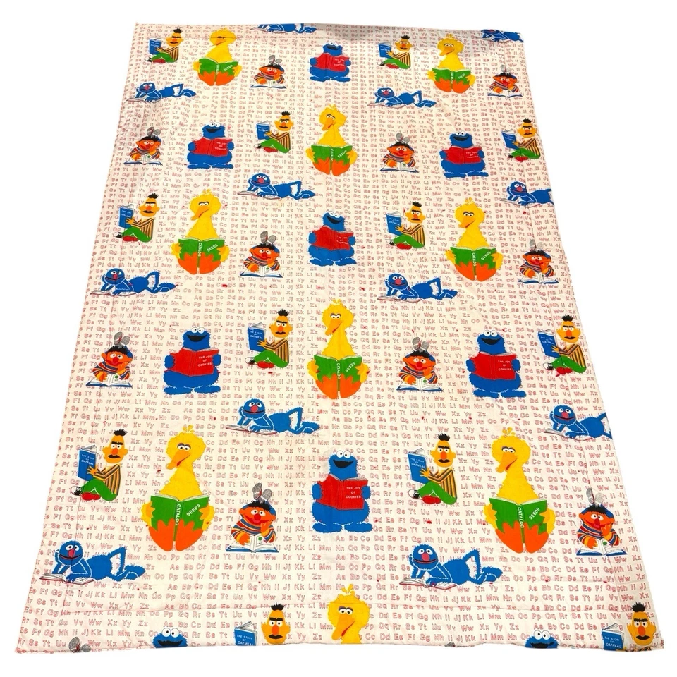Rare 1970s Sesame Street Marlborough Twin Blanket 93x63 USA Red Tassels Vintage - Image 3 of 3