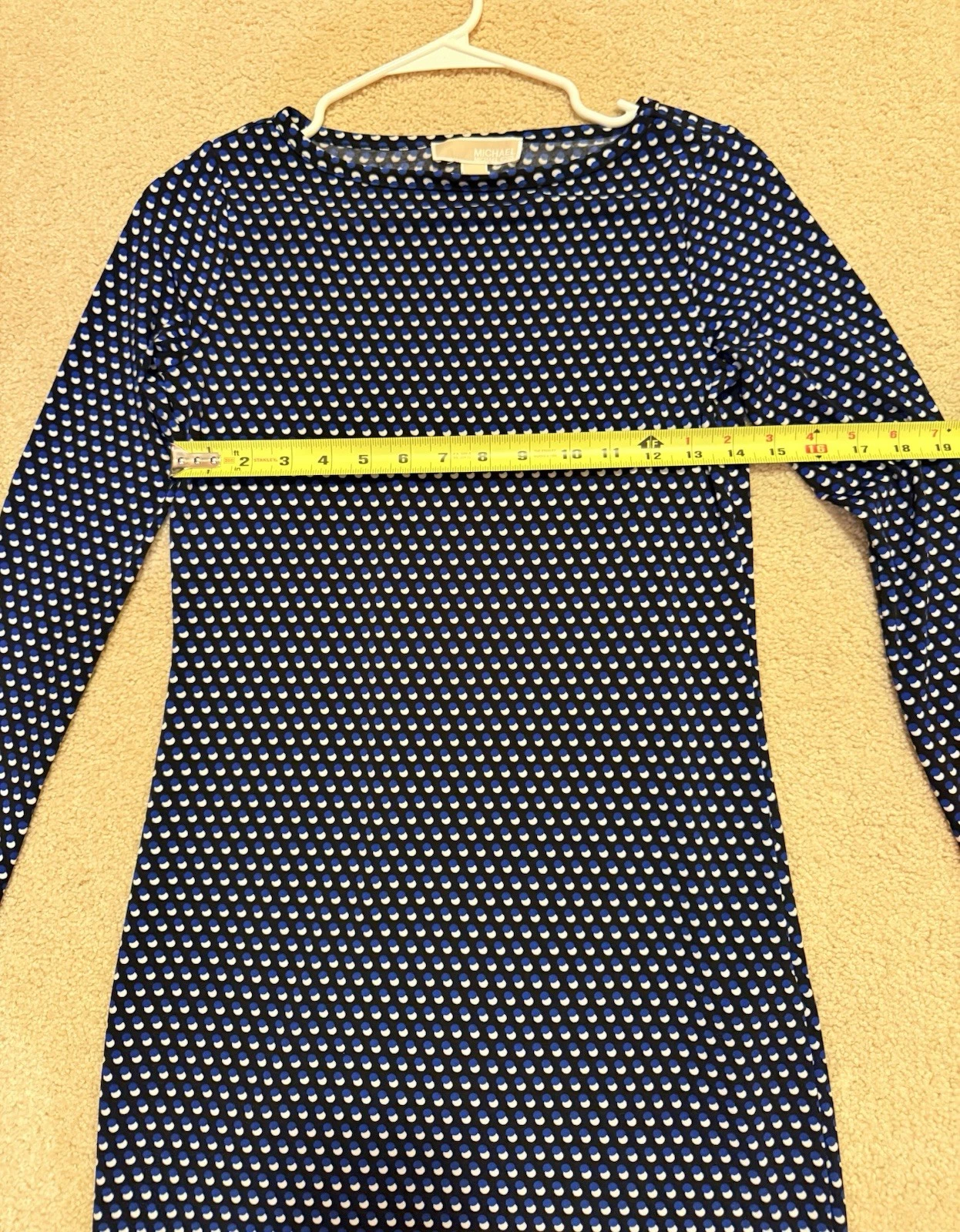 Abito a tubino Michael Kors blu nero bianco a pois manica lunga taglia P