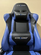GTRACING  Gaming Chair Adjustable Height With Pillow - Blue/Black